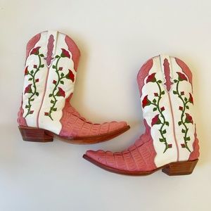 Vintage Pink Aguila Real Alligator Gator Cowboy Boots 6.5/7